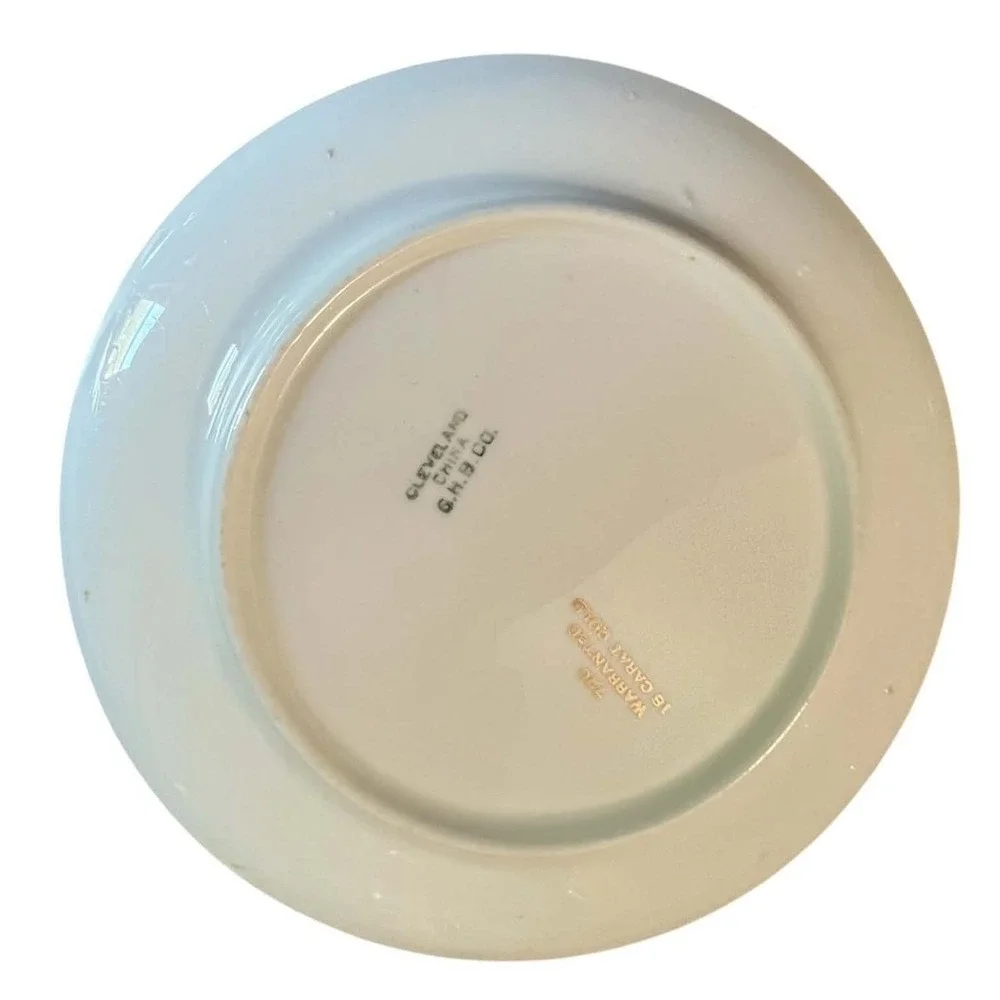 Cleveland China Cream Gold Greek Key 18K Gold Trim Small Plates Saucers Set of 3
